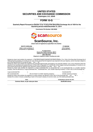 Thumbnail ScanSource 10-Q Quarterly Report FY2015 