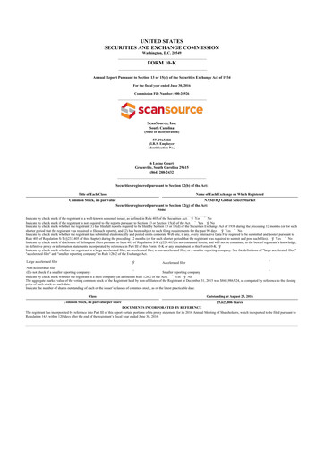 Thumbnail ScanSource 10-K Annual Report 2016