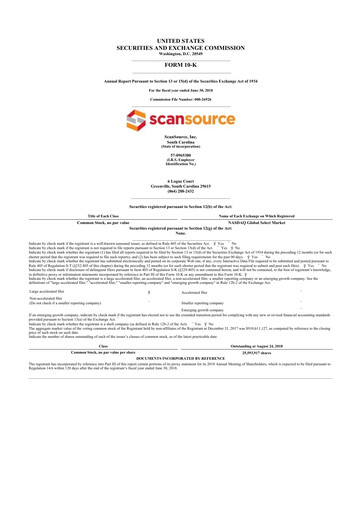 Thumbnail ScanSource 10-K Annual Report 2018