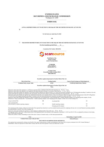 Thumbnail ScanSource 10-K Annual Report 2020