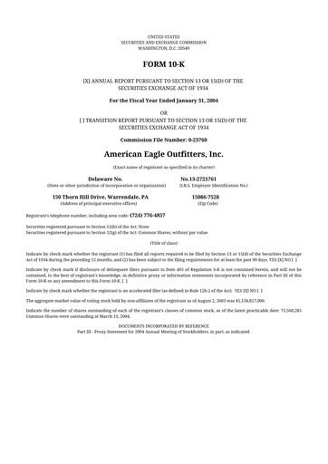 Thumbnail American Eagle Outfitters
 10-K Annual Report 