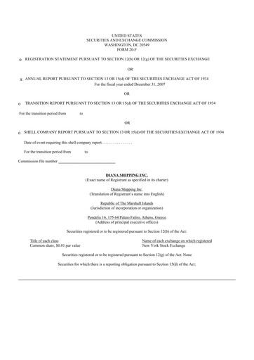 Thumbnail Diana Shipping 20-F Annual Report 