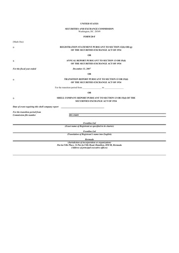 Thumbnail Frontline 20-F Annual Report 