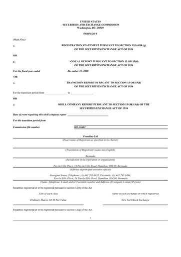 Thumbnail Frontline 20-F Annual Report 