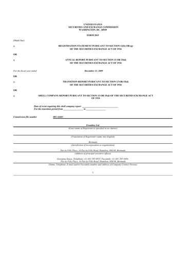 Thumbnail Frontline 20-F Annual Report 