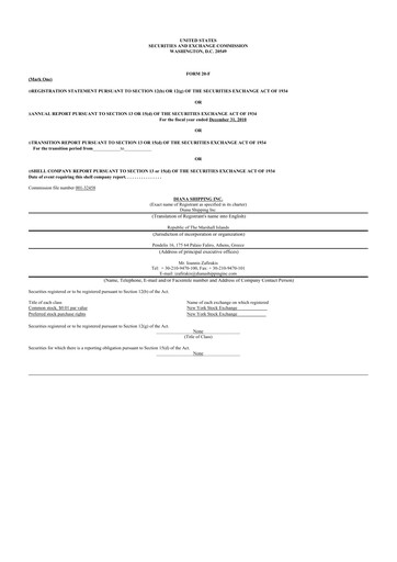 Thumbnail Diana Shipping 20-F Annual Report 