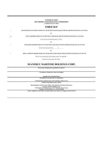 Thumbnail Seanergy Maritime 20-F Annual Report 