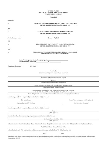 Thumbnail Frontline 20-F Annual Report 2010