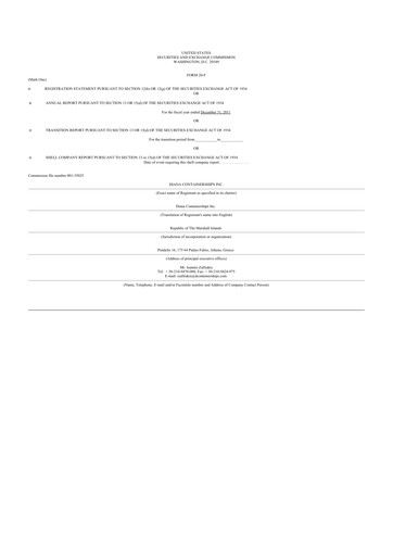 Miniature Performance Shipping
 20-F Rapport annuel 