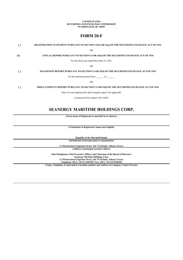 Thumbnail Seanergy Maritime 20-F Annual Report 