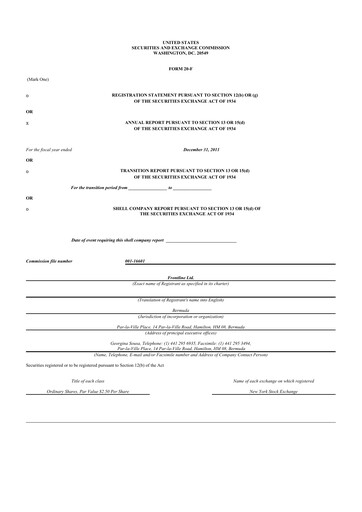 Thumbnail Frontline 20-F Annual Report 