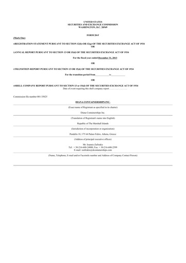 Miniature Performance Shipping
 20-F Rapport annuel 2013