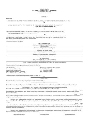 Thumbnail Diana Shipping 20-F Annual Report 2013