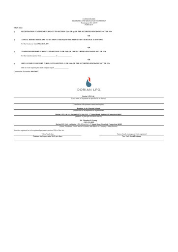 Miniature Dorian LPG
 20-F Rapport annuel 2014
