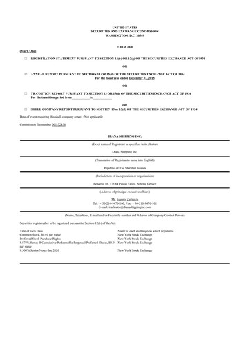 Thumbnail Diana Shipping 20-F Annual Report 2015