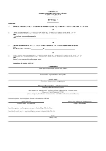 Thumbnail Euroseas 20-F Annual Report 2015