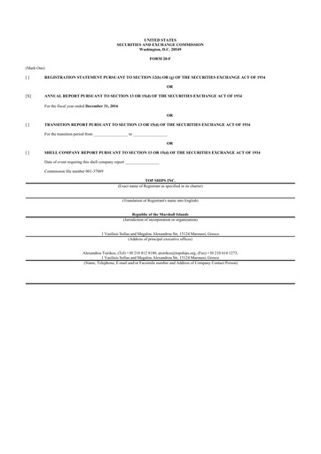 Vorschaubild Top Ships 20-F Jahresbericht 2016