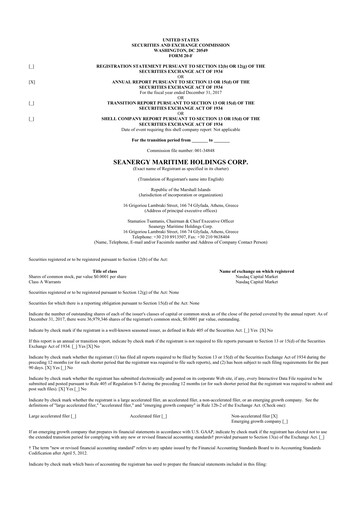 Thumbnail Seanergy Maritime 20-F Annual Report 2017