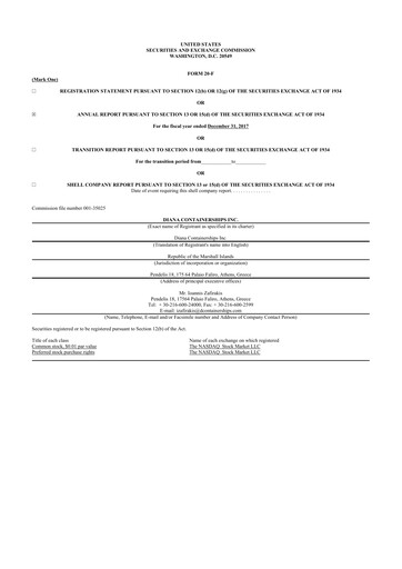 Miniature Performance Shipping
 20-F Rapport annuel 2017