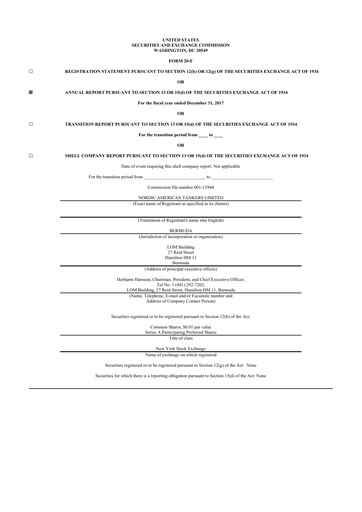 Thumbnail Nordic American Tankers 20-F Annual Report 2017