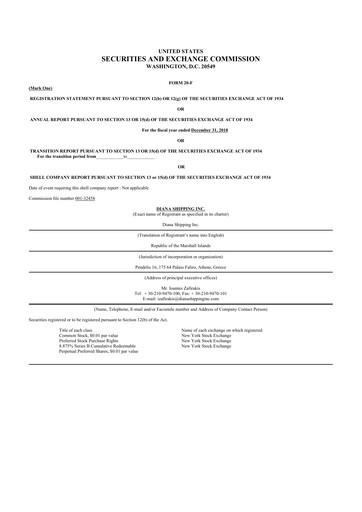 Thumbnail Diana Shipping 20-F Annual Report 2018