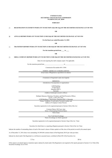 Thumbnail Nordic American Tankers 20-F Annual Report 2018