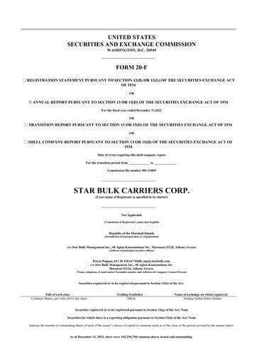 Thumbnail Star Bulk Carriers 20-F Annual Report 2021