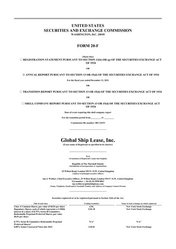 Thumbnail Global Ship Lease 20-F Annual Report 2021