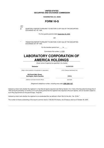 Thumbnail LabCorp 10-Q Quarterly Report FY 