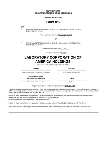 Thumbnail LabCorp 10-Q Quarterly Report FY 