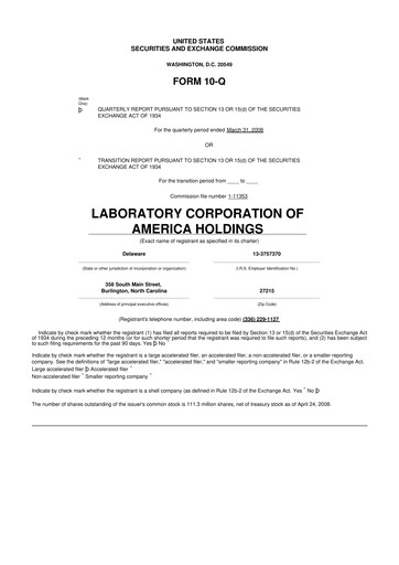 Thumbnail LabCorp 10-Q Quarterly Report FY 