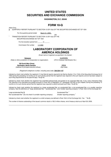 Thumbnail LabCorp 10-Q Quarterly Report FY 