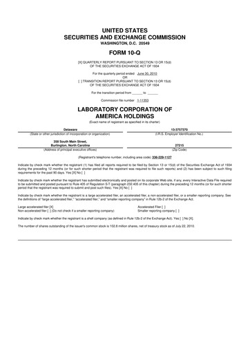 Thumbnail LabCorp 10-Q Quarterly Report FY 