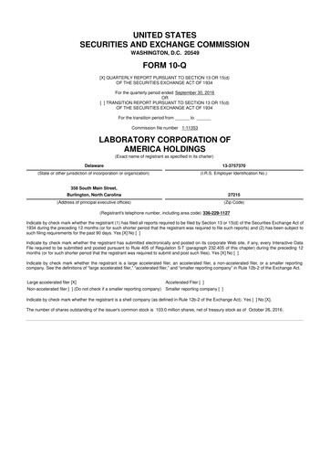 Thumbnail LabCorp 10-Q Quarterly Report FY2016 