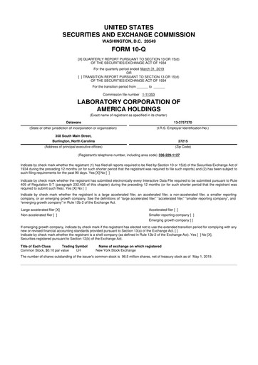 Thumbnail LabCorp 10-Q Quarterly Report FY2019 