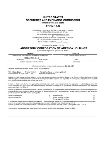 Thumbnail LabCorp 10-Q Quarterly Report FY2022 