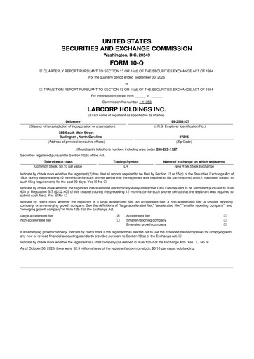 Thumbnail LabCorp 10-Q Quarterly Report FY2025 