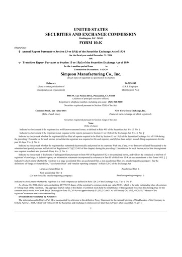 Thumbnail Simpson Manufacturing Company
 10-K Annual Report 2014