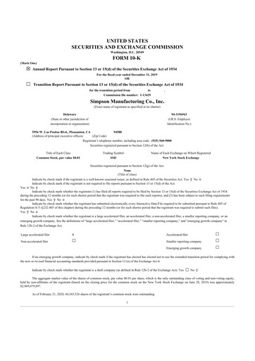 Thumbnail Simpson Manufacturing Company
 10-K Annual Report 2019
