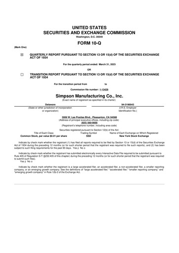 Thumbnail Simpson Manufacturing Company
 10-Q Quarterly Report FY2023 