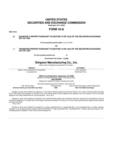 Thumbnail Simpson Manufacturing Company
 10-Q Quarterly Report FY2025 