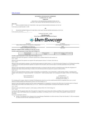 Vorschaubild Unity Bancorp 10-K Jahresbericht 2020