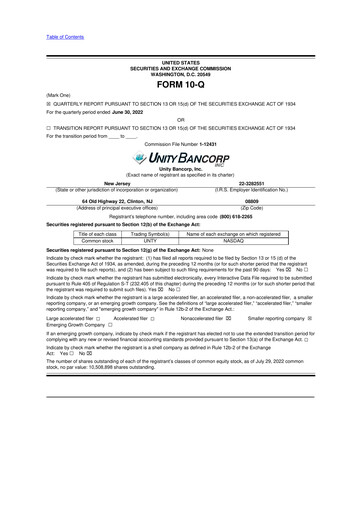 Thumbnail Unity Bancorp 10-Q Quarterly Report FY2022 