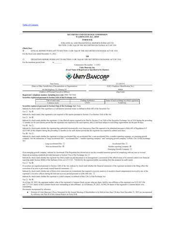 Vorschaubild Unity Bancorp 10-K Jahresbericht 2022