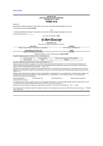 Thumbnail Unity Bancorp 10-Q Quarterly Report FY2023 
