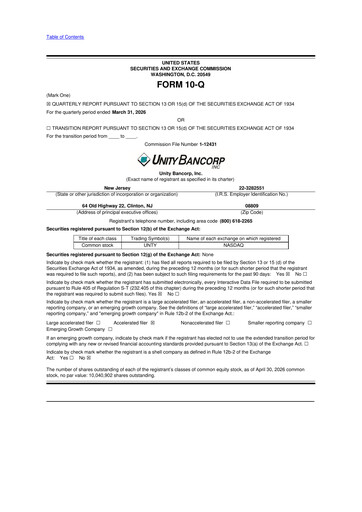 Thumbnail Unity Bancorp 10-Q Quarterly Report FY2026 