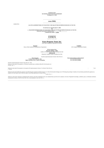 Thumbnail Essex Property Trust
 10-K Annual Report 