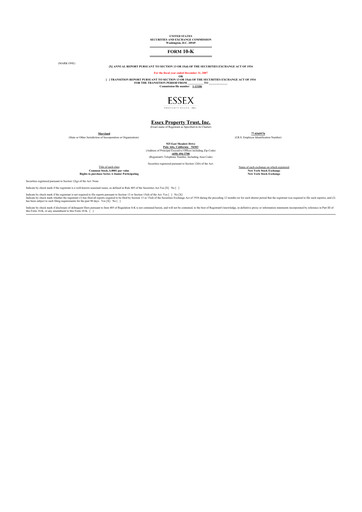 Thumbnail Essex Property Trust
 10-K Annual Report 