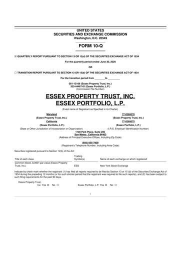 Thumbnail Essex Property Trust
 10-Q Quarterly Report FY2020 