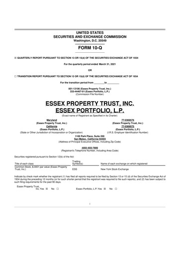 Thumbnail Essex Property Trust
 10-Q Quarterly Report FY2021 